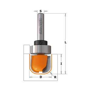 Bowl and tray bit with bearing HW D=19x16 R=6,4 S=12,7 