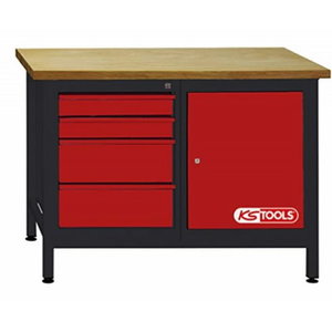 Workbench 4 drawers + 1 door 1200x500x840mm, KS Tools