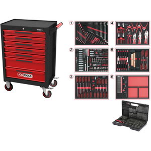 ECOline BLACK/RED toolbox with seven drawers and 598 premium, KS Tools