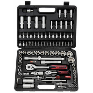 Galvučių, terkšlių komplektas 1/2''-1/4'' 94 vnt., KS Tools