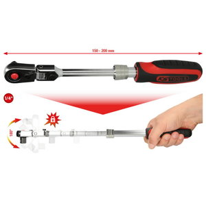 Terk&scaron;lė teleskopinė, 1/4" SlimPOWER, su &scaron;arnyru, 72 dantų 