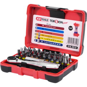 Antgalių komplektas1/4" TORSIONpower Bit-Box, 32 vnt, KS Tools
