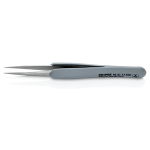 Precision Tweezers with rubber handles ESD 130mm, Knipex