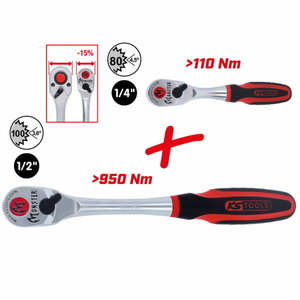 Monster Reversible ratchet set, 2 pcs1/4&acute;&acute;+1/2&acute;&acute; 