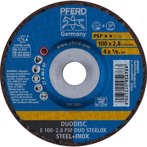 Slīpēšanas griezējdisks PSF DUO Steelox 100x2,8/16mm, Pferd