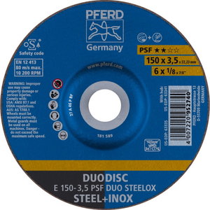 Pjovimo ir &scaron;lifavimo diskas plienui PSF DUO Steelox 150x3,5mm