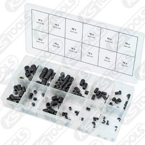 Bezgalvas skrūvju sortiments, metriskas, 3x5mm-10x12mm, 160 gab., KS Tools