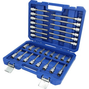 1/2´´ bit socket set, 30 pcs, hexagonal socket profile