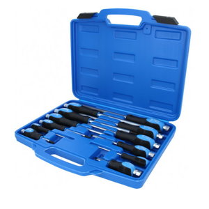 Screwdriver set with hammer cap, 12 pcs, slot, PH Phillips, Brilliant Tools