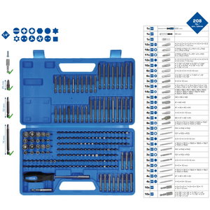 Otsakukomplekt kruvikeerajaga, 208-osa, Brilliant Tools