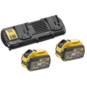 Flexvolt 2-paikkainen pikalaturi 18 - 54V + 2 x 9,0Ah akkua, DeWalt