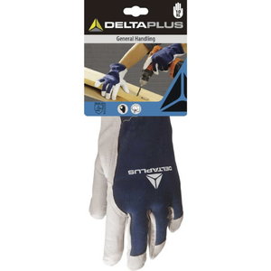 Gloves coatskin/jersey back, natural/blue 10