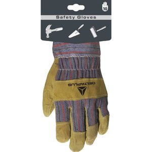 Docker gloves cowhide/cloth, beige/navy blue 10, Delta Plus