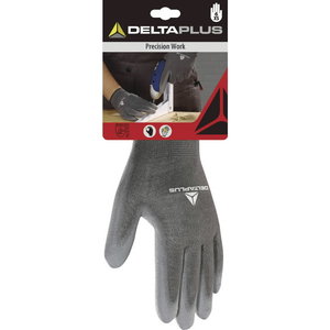 Polyester knitted glove / PU palm, grey, Delta Plus