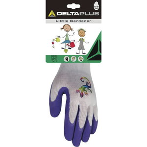 Gloves for kids, knitted polyester, latex foam coating palm 4 (8/10 Y), Delta Plus