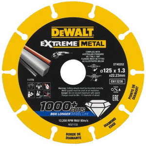 Deimantinis metalo pjovimo diskas 125x22,23x1,3 mm 1000+, DeWalt