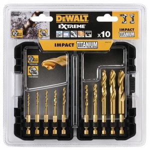 Drill bit Impact TITANIUM , 10 pcs, 3-12 mm, DeWalt