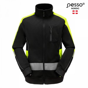 Augstas redzamības jaka, FL06, black/dzeltena, PESSO