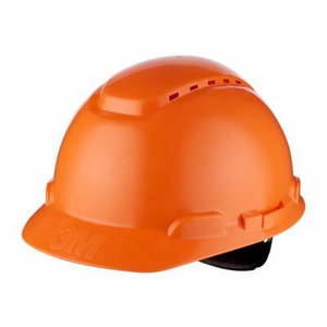 Hard hat, ratchet, ventilated, plastic sweatband, orange H-700N-OR, 3M