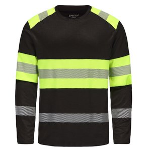 Hi-vis T-shirt Hvm cotton long sleeves, black/yellow M