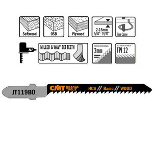 Jig saw blades for wood 50x2/12TPI HCS 5pcs/pack, CMT