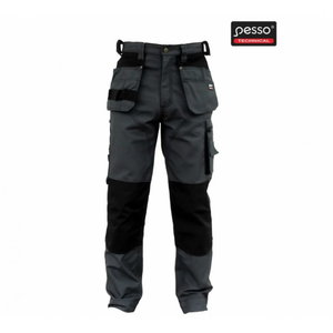 Darba bikses ar piekarināmajām kabatām KDP110P, pelēkas/melnas, Pesso