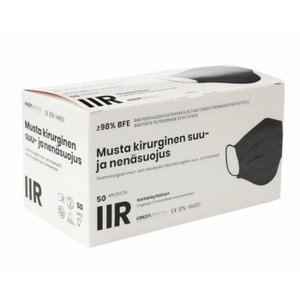 Vienkartinė medicininė veido kaukė, 3 sluoksnių, 50 vnt, juoda
