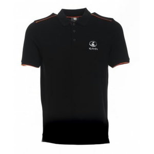 Men's black polo shirt with orange piping M 