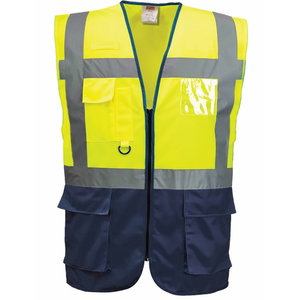 Hi-vis vest Lsgmp with zipper, yellow/navy, Pesso