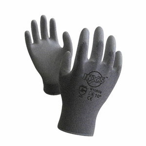 Рабочие перчатки нейлоновые, с полиуретановым покрытием в области ладоней, серые, размер 8, INXS