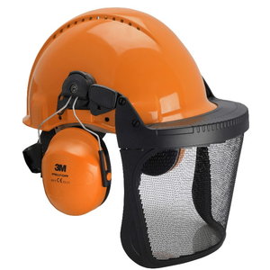 Forestry set with helmet, earmuffs, visor and raincover, 3M