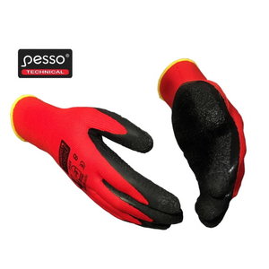 Working gloves, Red Star, semi dipped in latex, red/black, Pesso