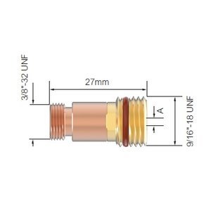 Gas lens for torch 17/18/26, 2,4mm, l=27mm, with O-ring