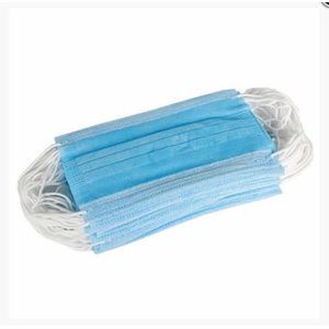 Face mask, 3-layers, blue, loops, disposable