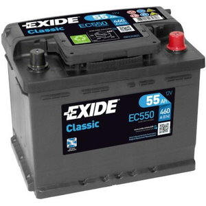 аккумулятор для запуска CLASSIC 55Ah 460A 242x175x190-+, EXIDE