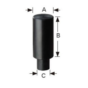 Stopper, mõõdud: diameeter C=16mm, B=38mm, A=25mm