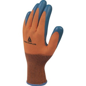 Gloves, knitted, polyester, latex coating palm 10, Delta Plus