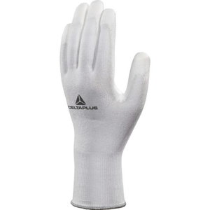 Gloves knitted pu-coating palm white Cut resistance Level 3, Delta Plus