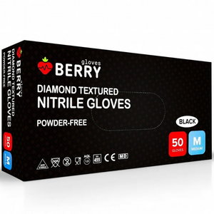 Diamond Textured Nitril Gloves, 50 pcs, black, OTHER