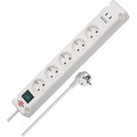 Bremounta 5-Way Power Strip with 2× USB-C, Switch, 3 m Cable white, Brennenstuhl