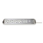 Desktop-Power-Plus with USB-2.0-Hub 6-way socket, white, Brennenstuhl