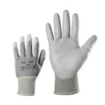 Polyester gloves, elastic, PU in palm, grey 10