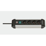 Extension socket 1,8m 4-way H05VV-F 3G1,5 silver/black, Brennenstuhl