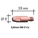 Contact tip E-Cu M6x28x8 - 0,8mm, Binzel