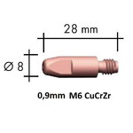 Contact tip CuCrZr M6x28x8-0,9mm, Binzel