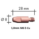 Contact tip E-Cu M6x28x8 - 1,0mm, Binzel