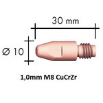 Contact tip CuCrZr M8x30x10 - 1,0mm, Binzel