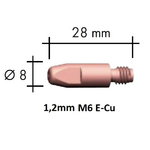 Contact tip E-Cu M6x28x8 - 1,2mm, Binzel