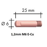 Contact tip E-Cu M6x25x6 - 1,2mm, Binzel