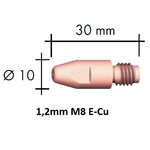 Kontaktsuudmik E-Cu M8x30x10 - 1,2mm, Binzel